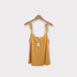 Socialite Tank Top Yellow Striped Adjustable Spaghetti Straps Size Large